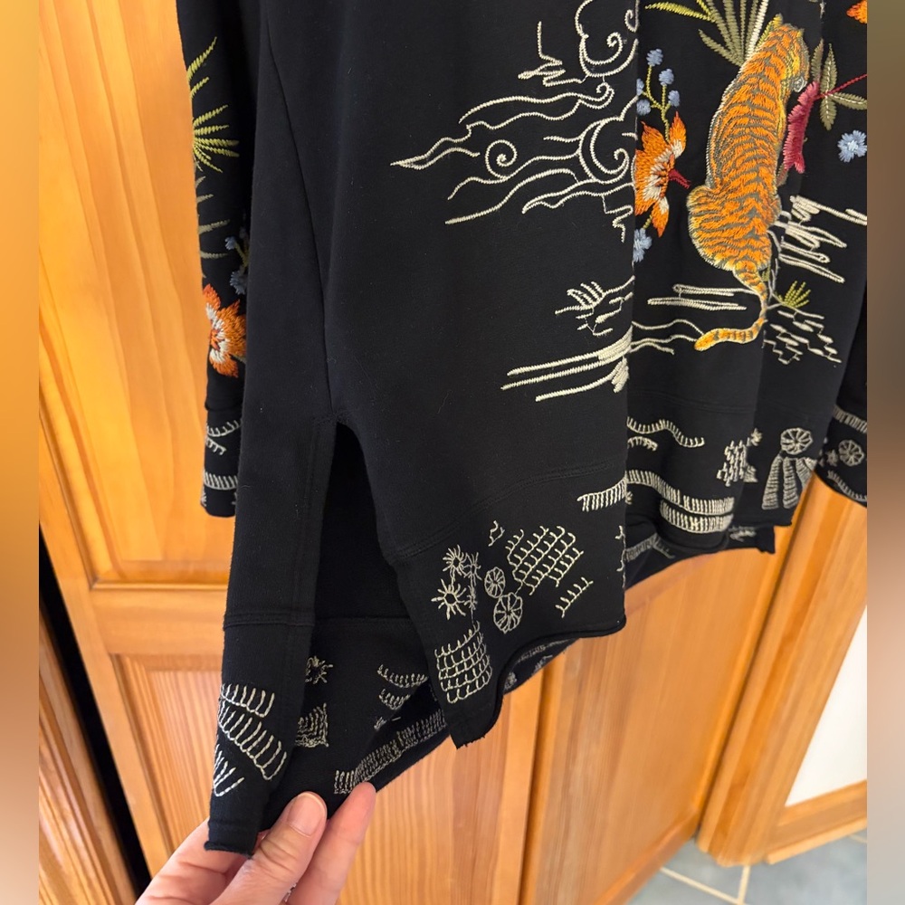 Johnny Was Keone Hooded Hoodie Sweatshirt Tunic Embroidered Tiger Medium 🐅 ☀️ - Picture 6 of 9